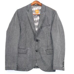 Hugo Boss Mens Blazer Sz 42R Charcoal Gray Cotton Blend Old Money Preppy Career